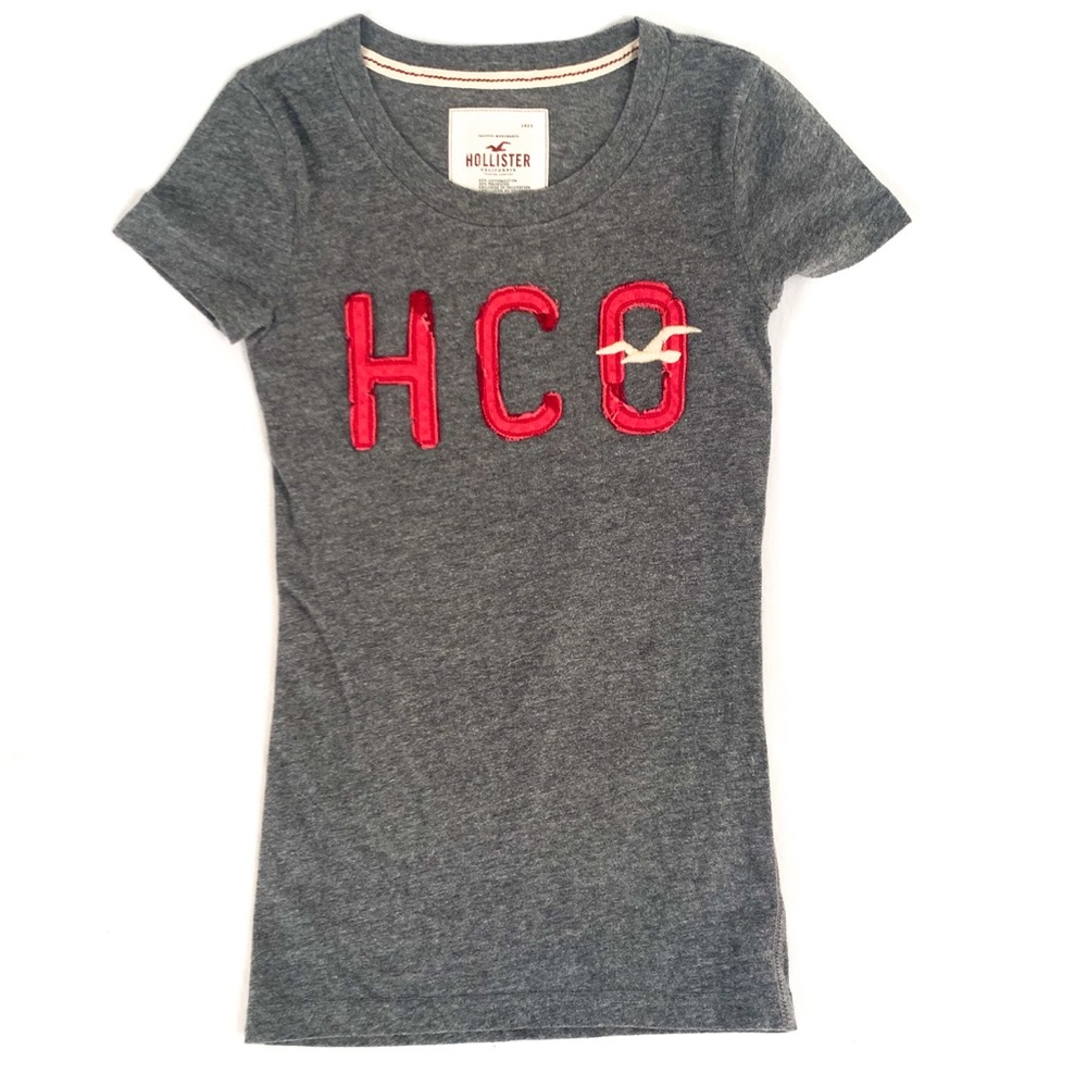 Gray Hollister short sleeve logo tee